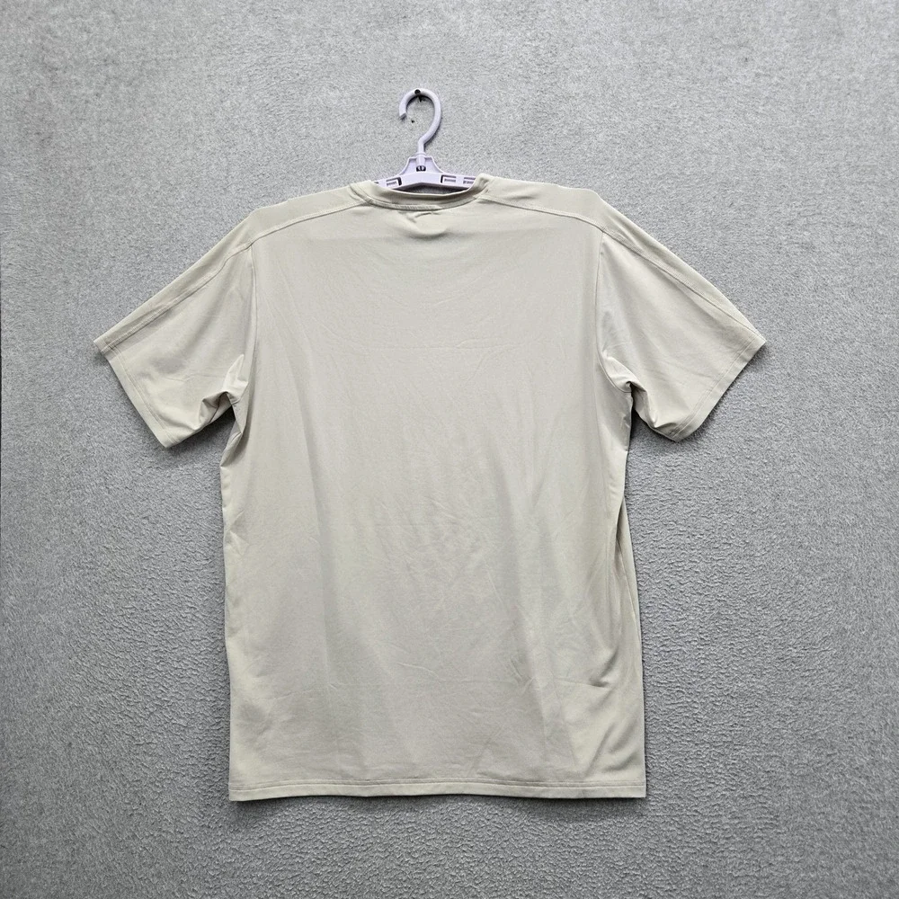 Adidas Men Shirt L Beige JX5410 Activewear Logo Short Sleeve